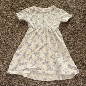 Charming Dragonfly Print Kids Dress - Cream and Blue